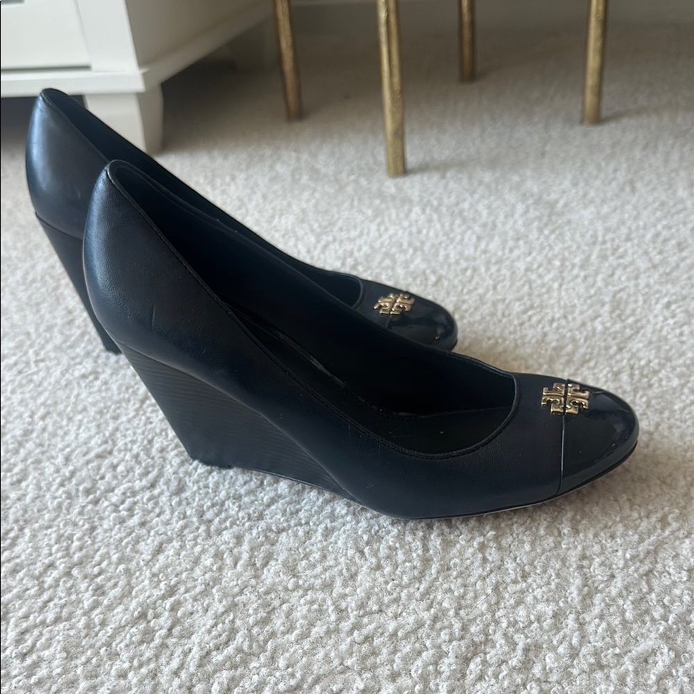 Tory Burch Navy Wedge Shoes